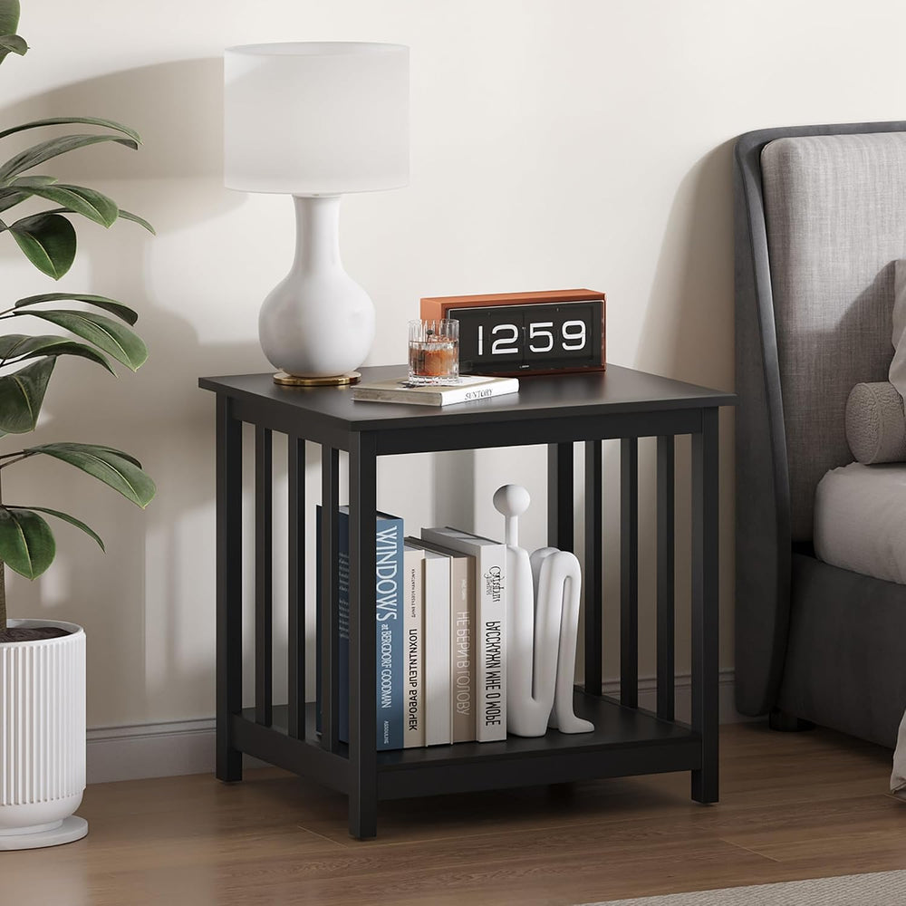 Treocho Large End Tables Living Room Set of 2 with Storage Shelf