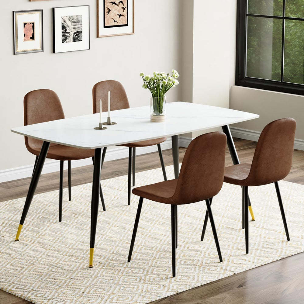 Table and Chairs Set of 4, Dining Room Table Set for 4, Sintered Stone Kitche...