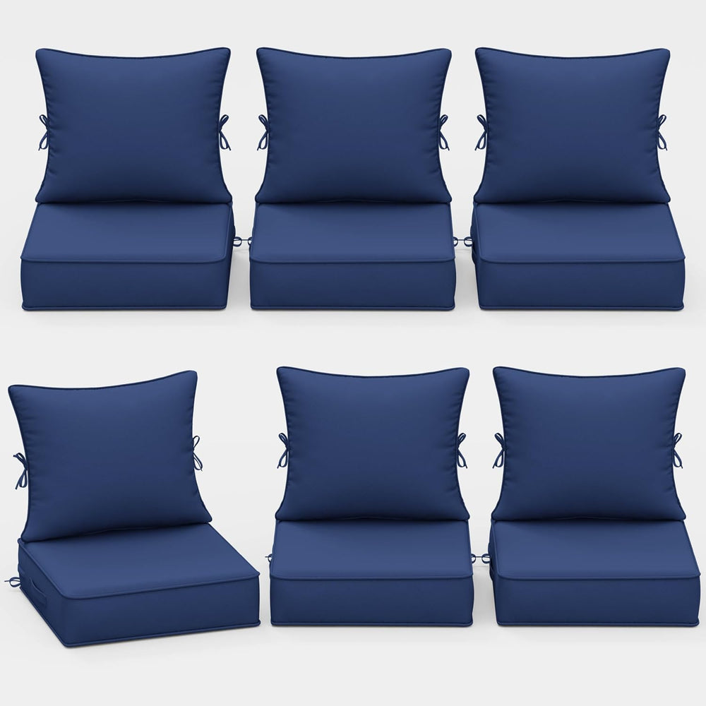 Outdoor Chair Cushion Set of 6, 24x24x5 Waterproof Fade Resistant