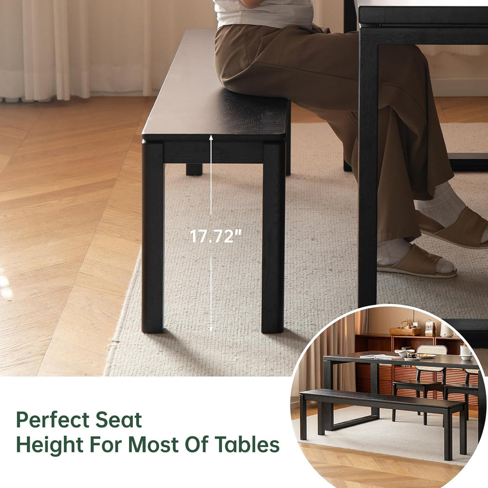 47.2'' 100% Solid Wood Dining Bench, Oak Wood Long Bench for Dining T...