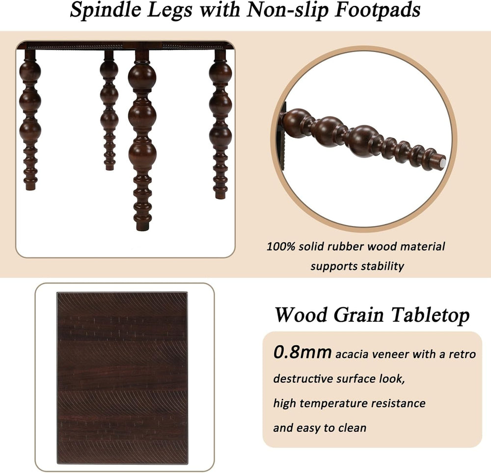 KEIKI Solid Rubber Wood Round Side End Table with Storage Drawer, Traditional...