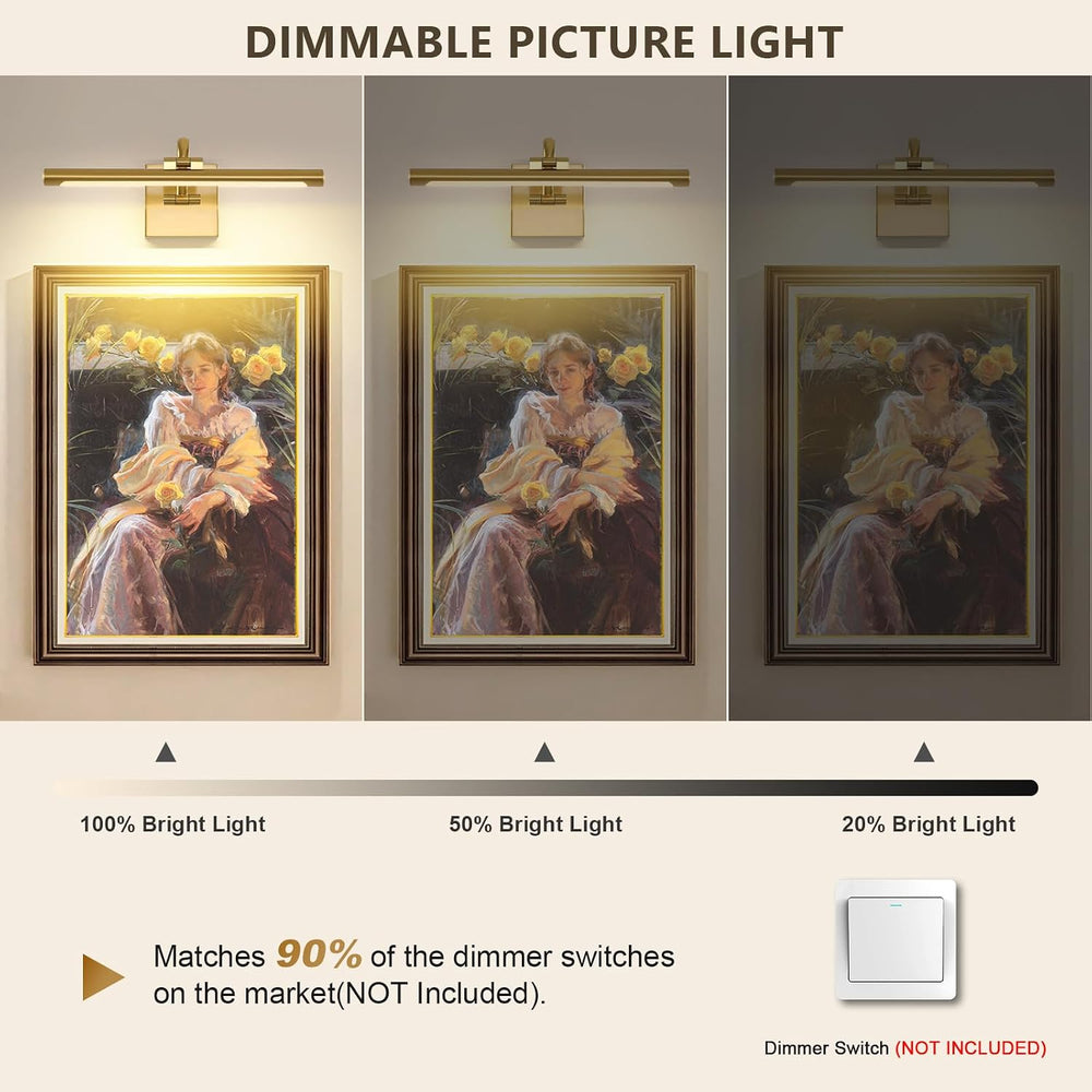 DESOOP Brass Picture Lights for wall Hard-Wired LED Picture Lighting Dimmable...