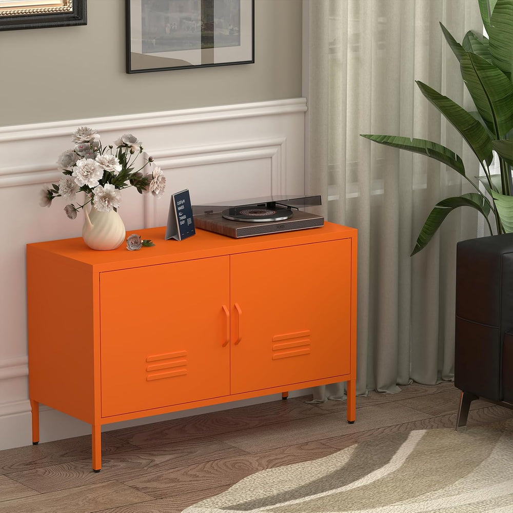 IRONFFICE Locker Cabinet,Metal Storage Cabinet with 2 Doors,Morden TV Stand f...