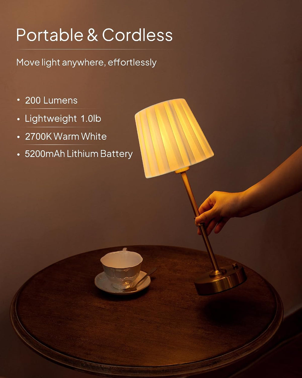 EppieBasic Cordless Table Lamp Rechargeable: Fast Charging & Long Lasting...