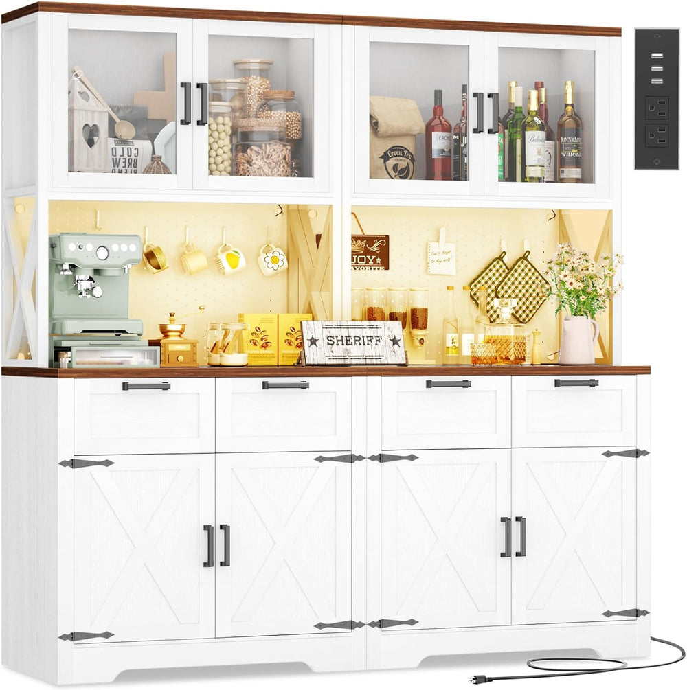 Unikito 71" Tall Kitchen Pantry Storage Cabinet with LED Light & Out...