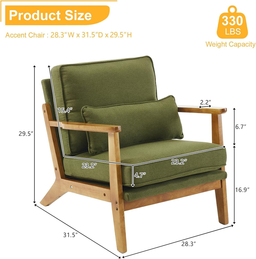 Karl home Mid-Century Lounge Accent Chair, Green