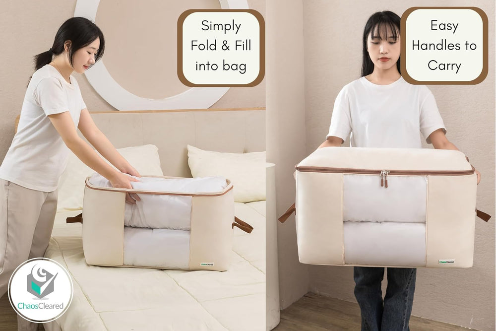 Chaos Cleared Canvas Storage Bags Designer Organizer for Comforters 2 Pack – ...