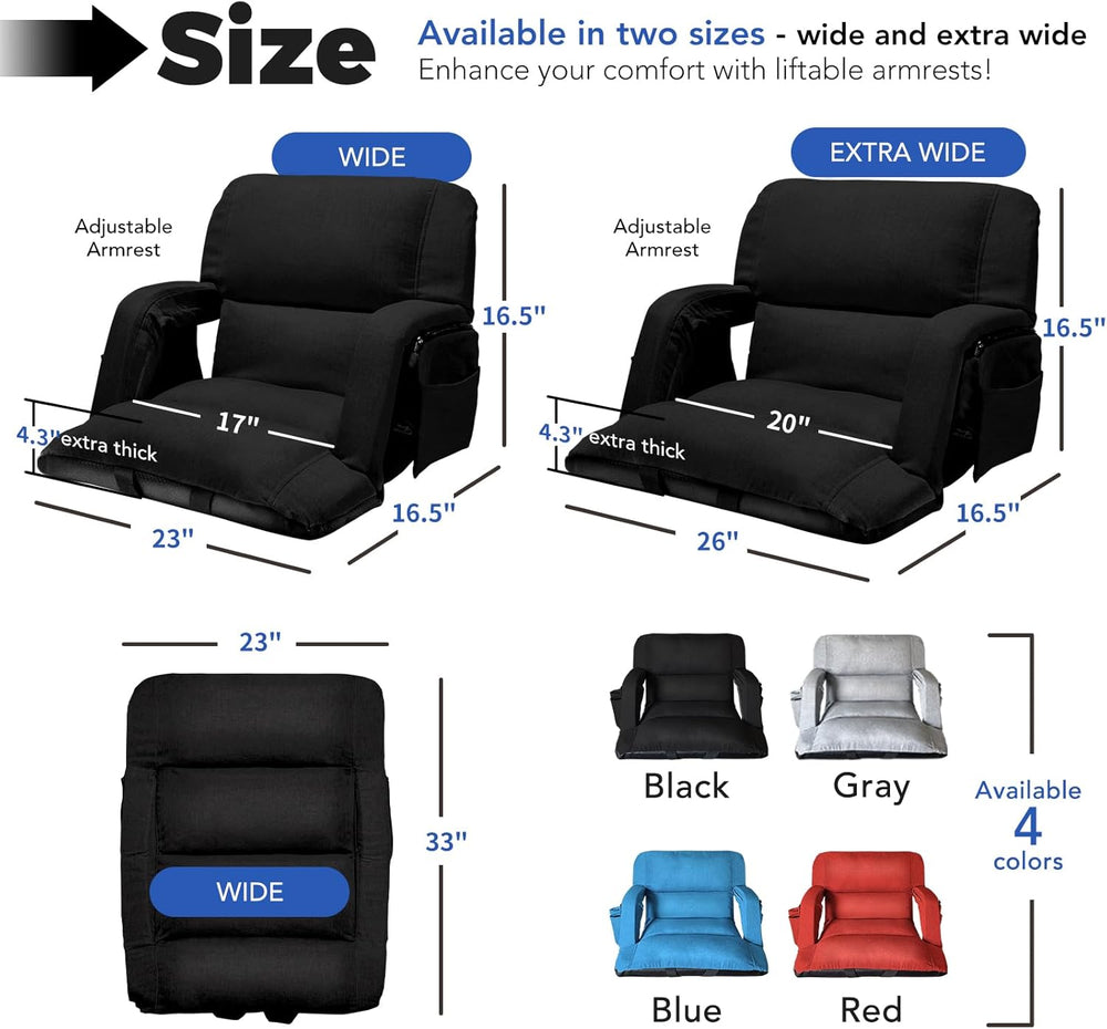 Wide Stadium Seats With Back Support, Exclusive "Sofa Style" Design...