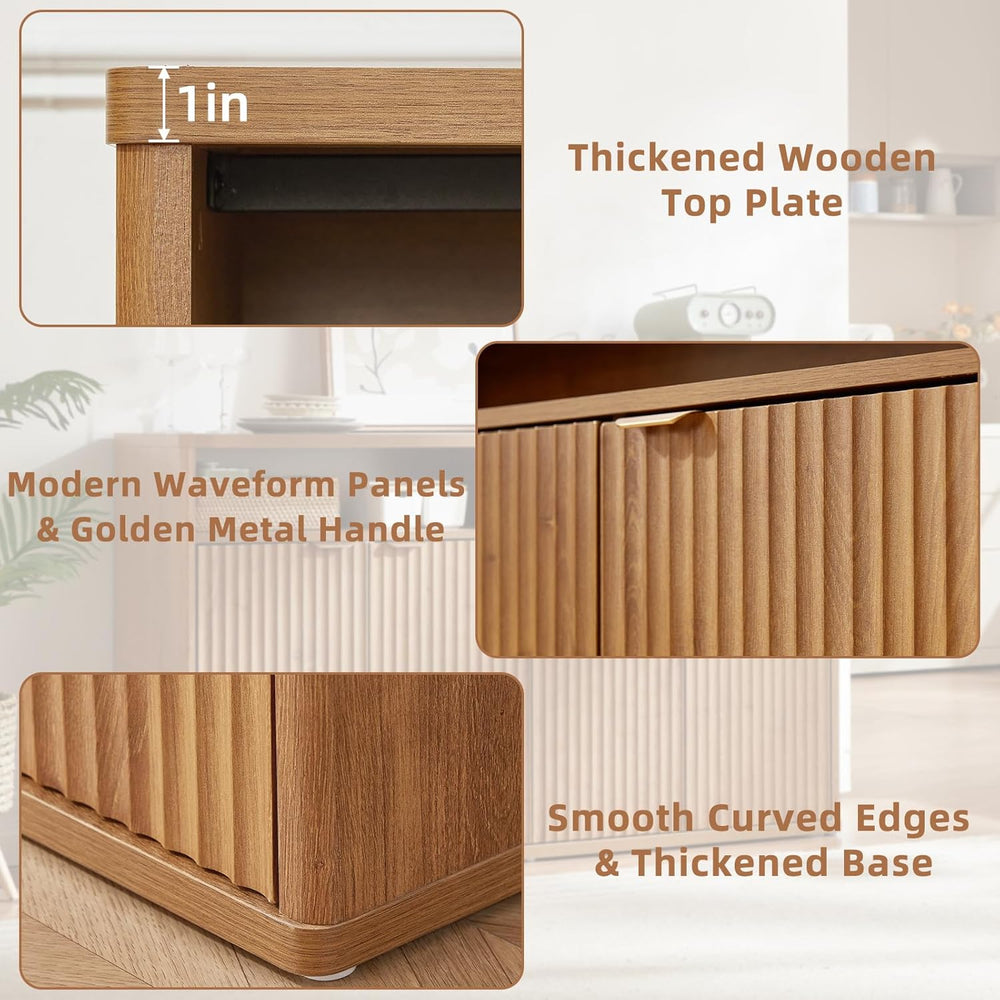 LEYAOYAO Fluted Buffet Cabinet with Storage, 45" Wide Modern Sideboard C...
