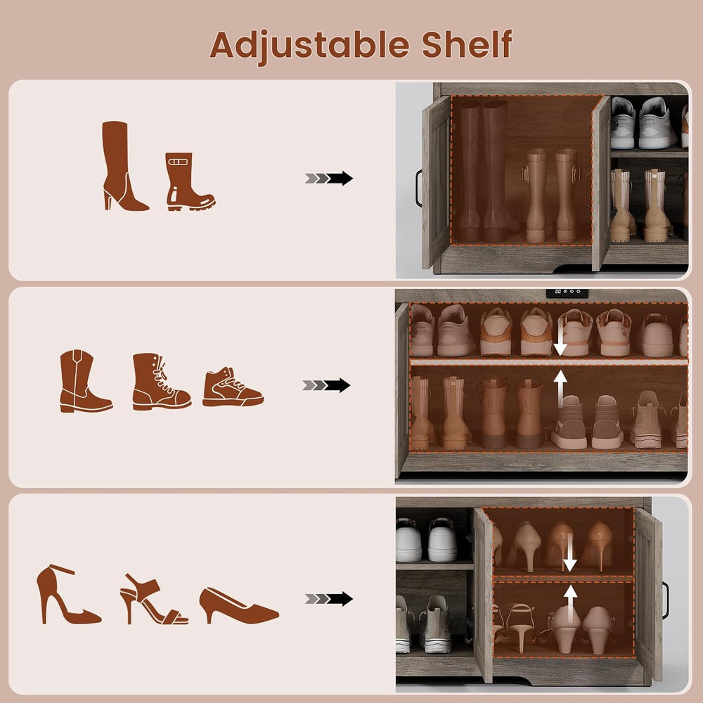 UPOSOJA 60“ Farmhouse Shoe Storage Bench with Deodorizing, Entryway Storage B...