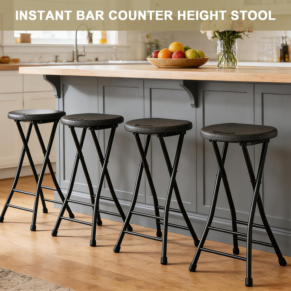 24 Inch Folding Stool Set of 2, Portable Folding Stool with Handle & Non-...