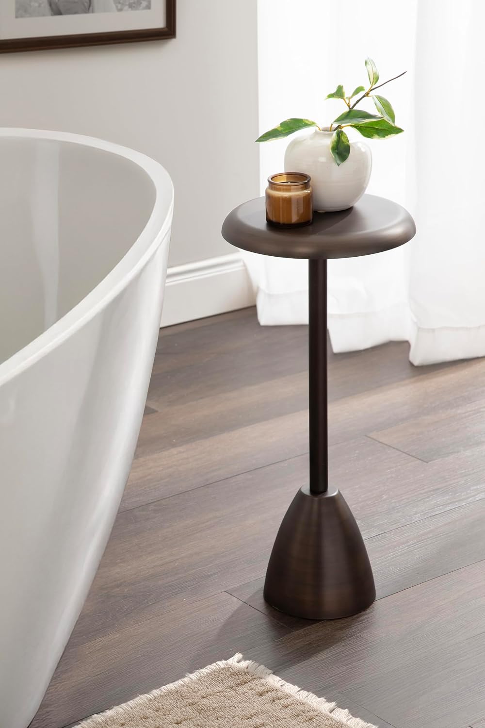 Kate and Laurel Morizet Modern Round Drink Table, 10 x 10 x 22, Bronze, Trans...