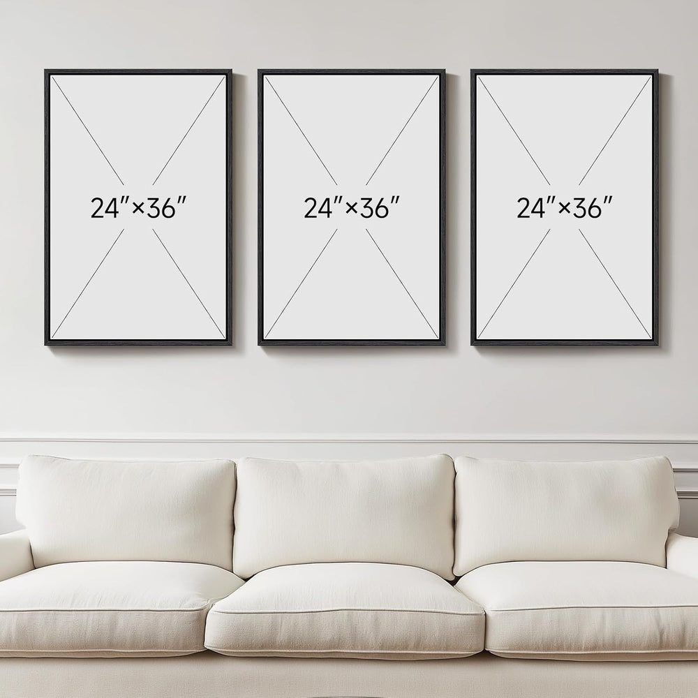 Large Framed Neutral Abstract Wall Art for Living Room,Set of 3, 24x36 In