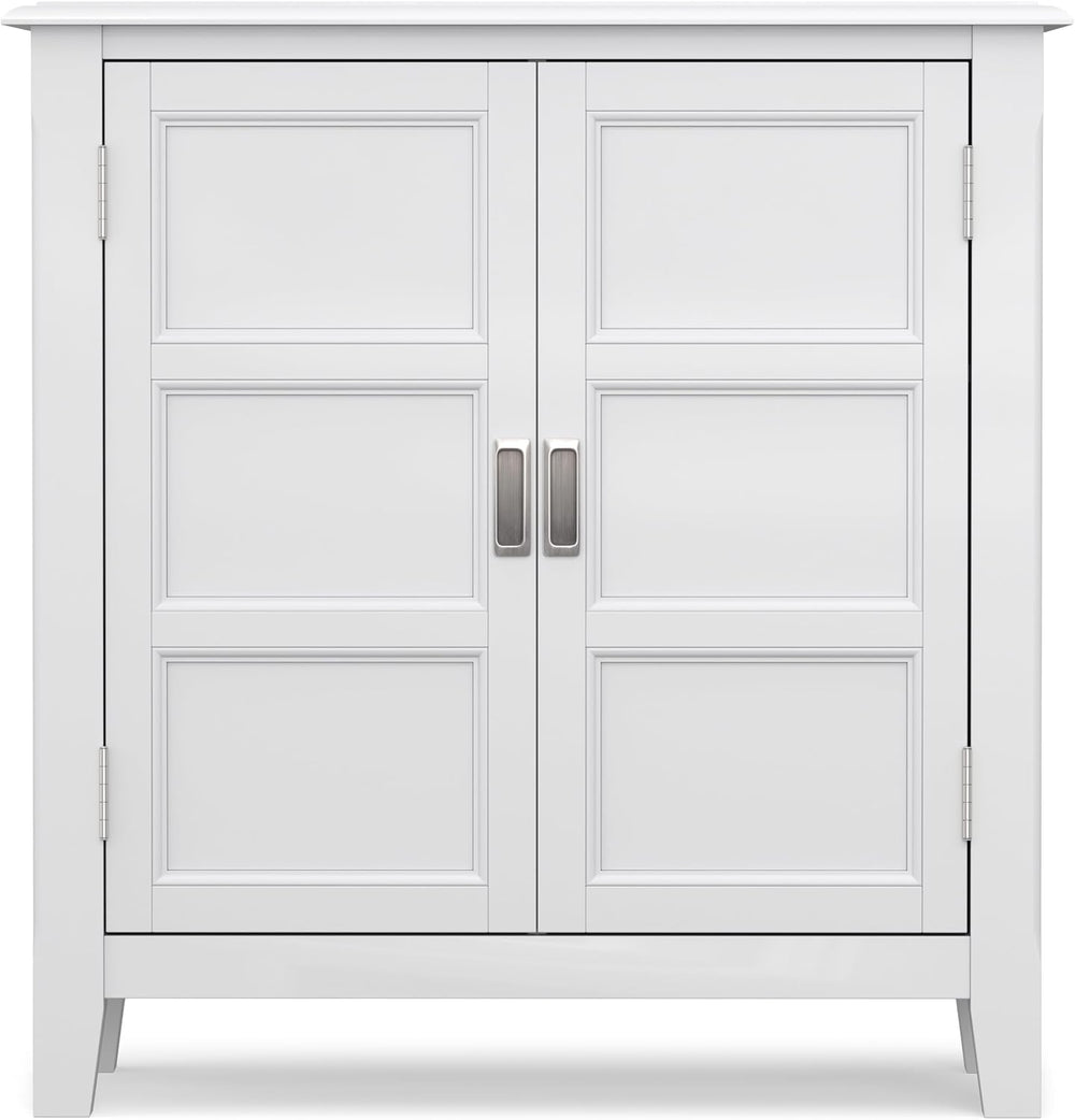 SIMPLIHOME Burlington 30" Wide Solid Wood Cabinet in White