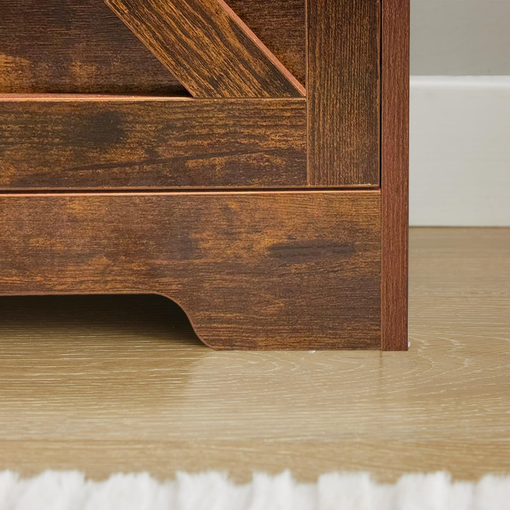 Shoe Storage Bench with 2 Flip Drawers & Barn Doors, Entryway Shoe Cabine...