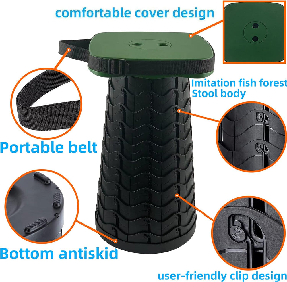 Collapsible Camping Stool with Seat Cushion & Nylon Bag, Square Portable ...