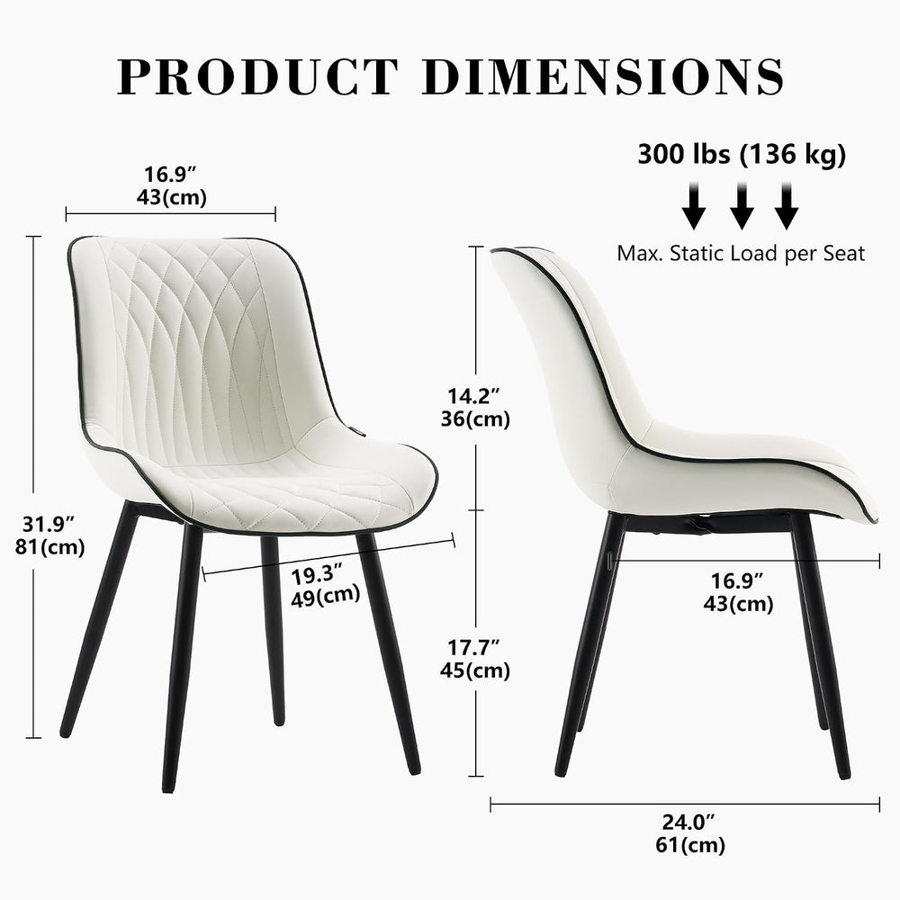 Rowill Dining Chairs Set of 2 Modern Faux Leather Kitchen Chairs with Thicken...
