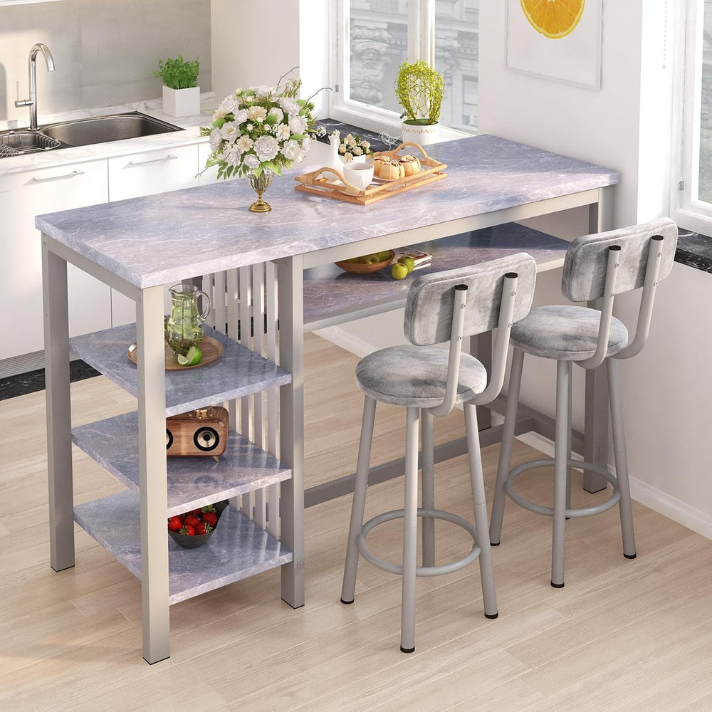 Lamerge Furniture Kitchen Bar Height Table and Chairs for 2, 5-Tier Compact D...
