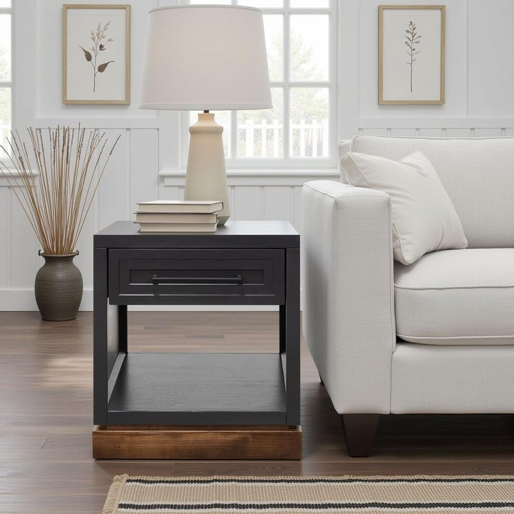 Bridgevine Home Nora Farmhouse Side Table with Drawer & Shelf, 22" E...
