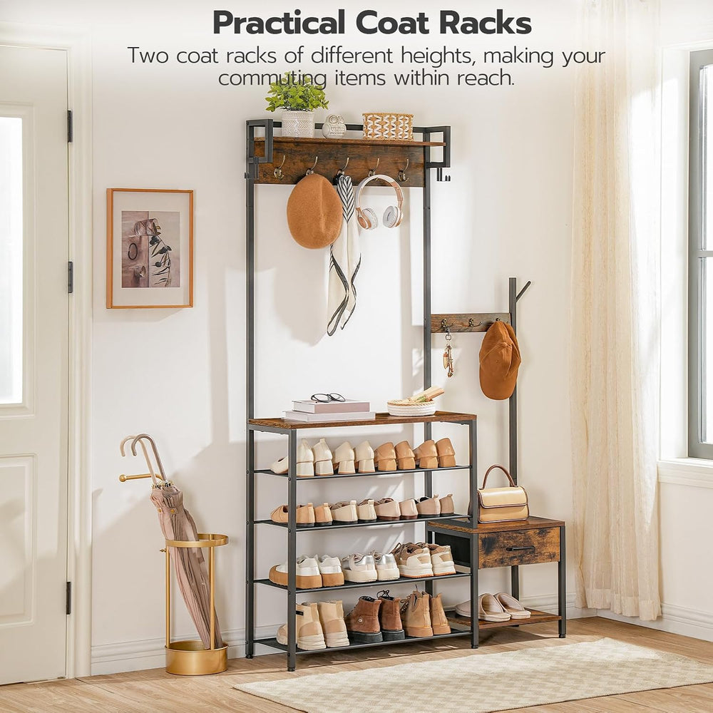 HOOBRO Hall Tree, Entryway Coat Rack Shoe Bench, Shoe and Coat Rack for Entry...
