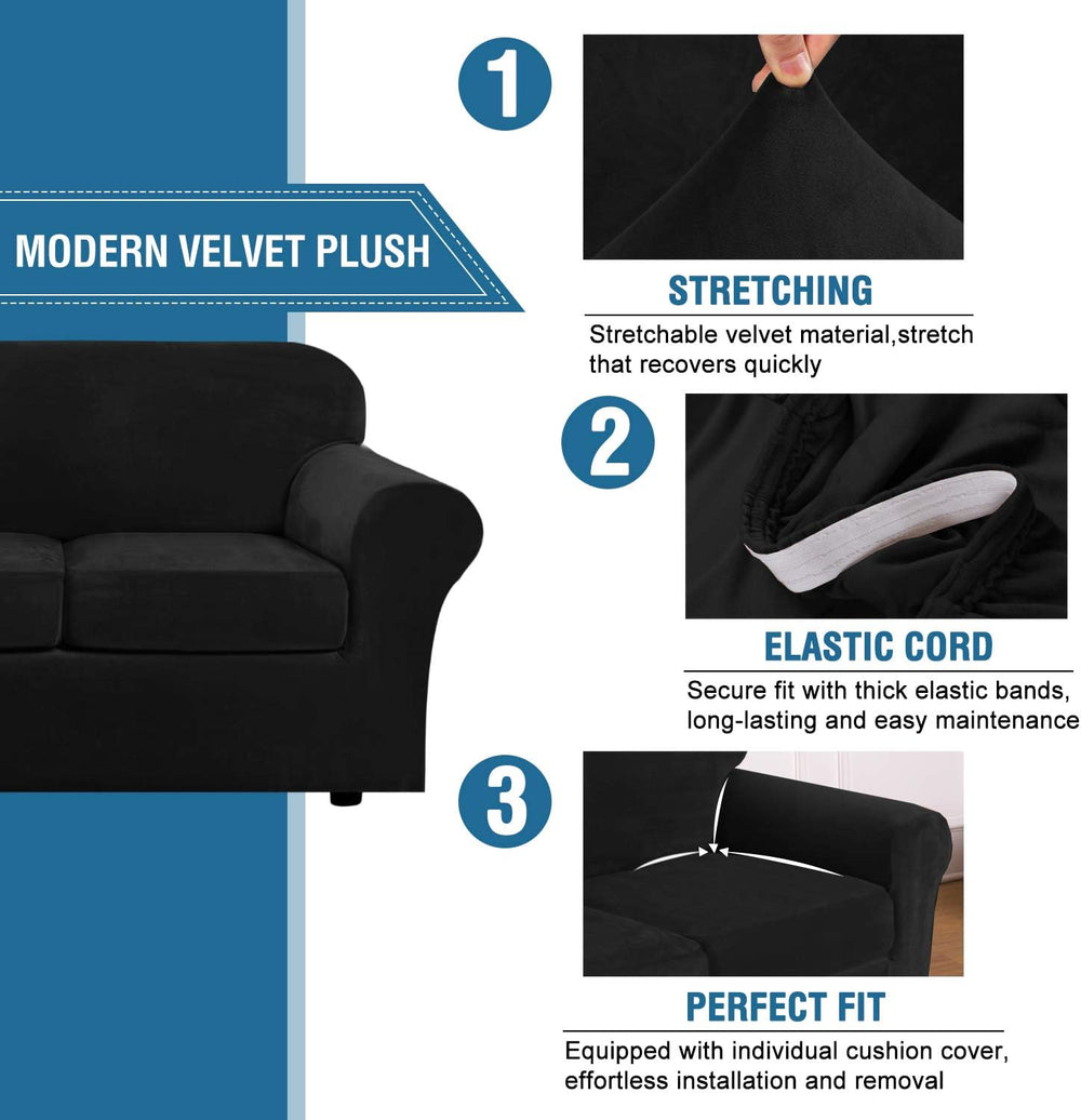 H.VERSAILTEX Rich Velvet Stretch 2 Piece Cover Chair Slipcover Sofa Cover Fur...