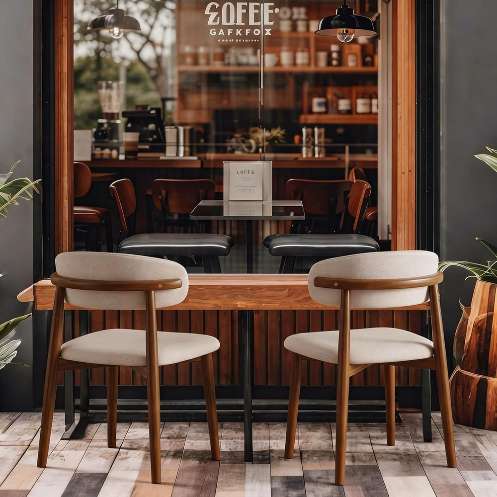 Wooden Dining Chairs Set of 4 Mid Century Modern Upholstered Farmhouse Dining...