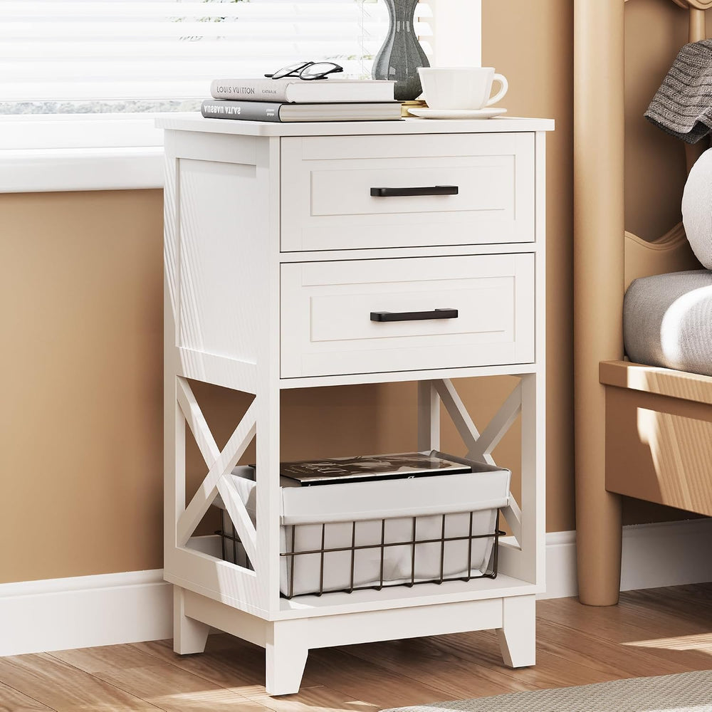 May in Color Nightstand with 2 Drawers, 30" Tall Beside Table for Bedroo...