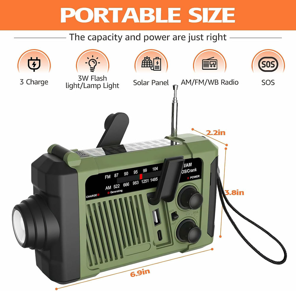 Weather Radios Portable AM FM for Work, Emergency Outdoor Radio Solar/Hand Cr...