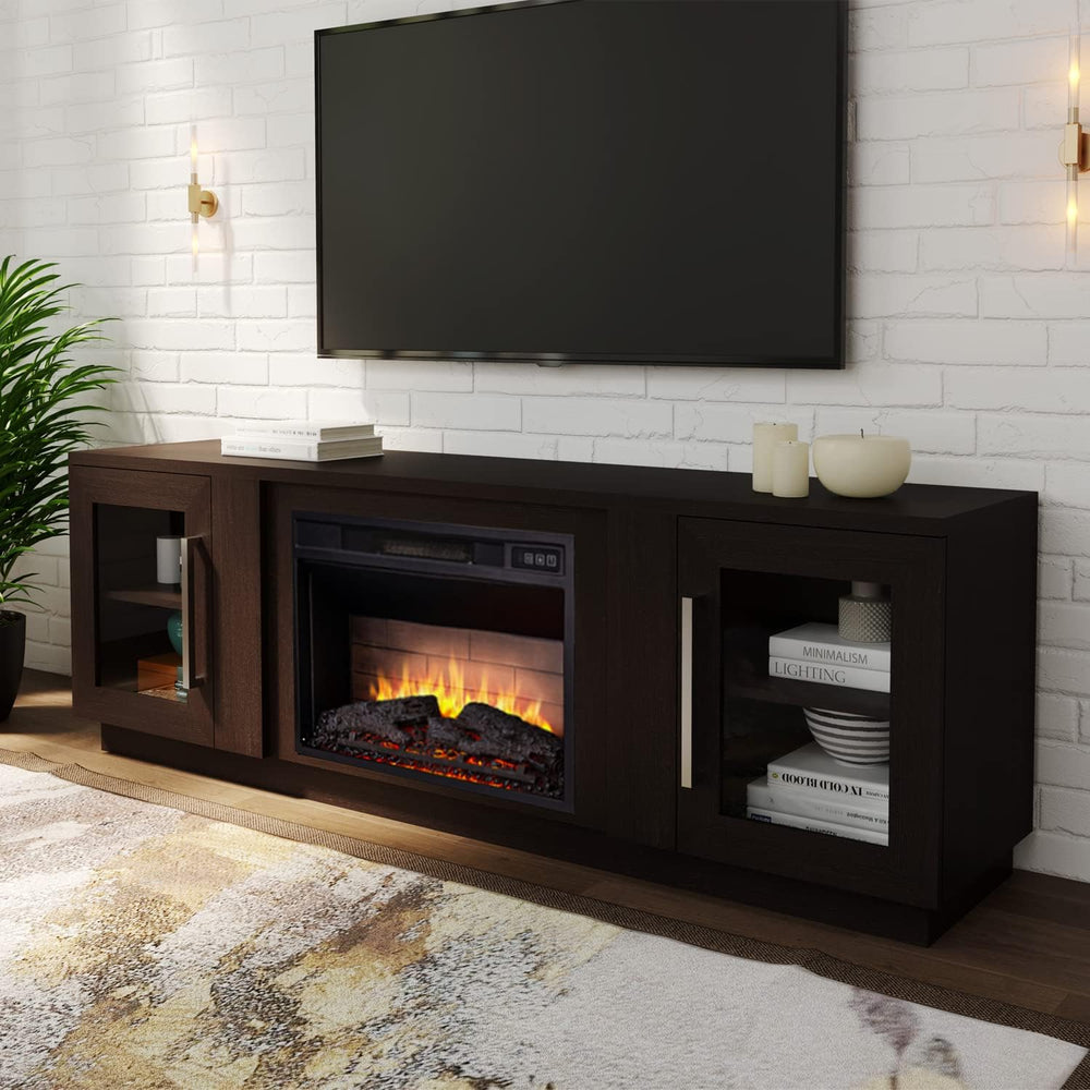 Cheerway 3D Fireplace TV Stand for TVs up to 80’’, Wooden Media Entertainment...