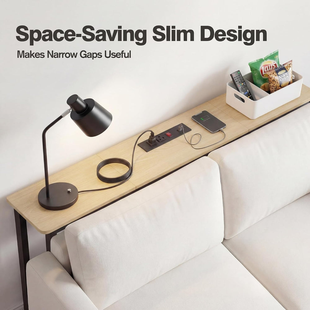 Narrow Console Table Behind Couch, 39.7” L x 32.3” H, Slim Sofa Table with Fa...