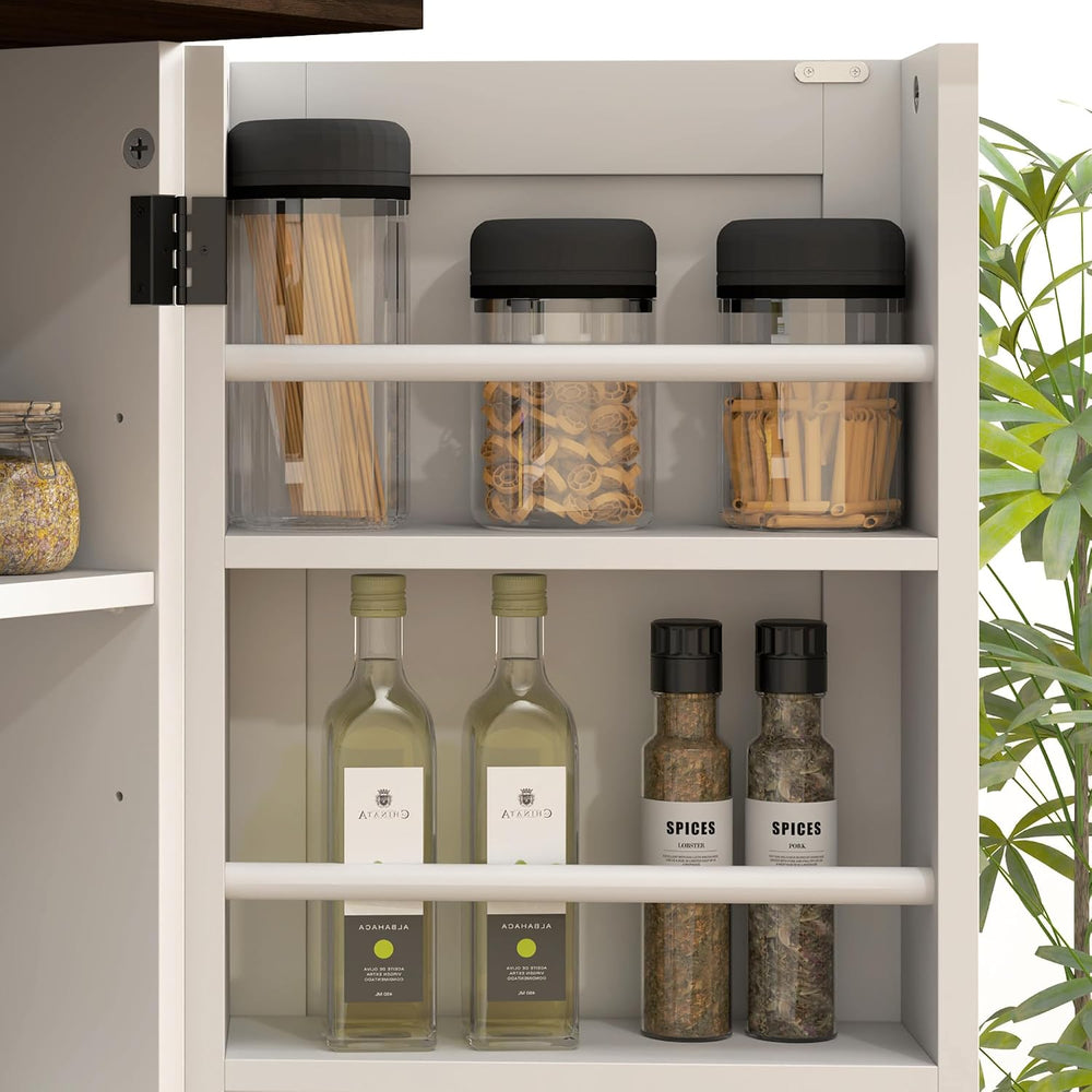 HOMCOM 64" Kitchen Pantry Cabinet with LED Motion Sensor Light, Farmhous...