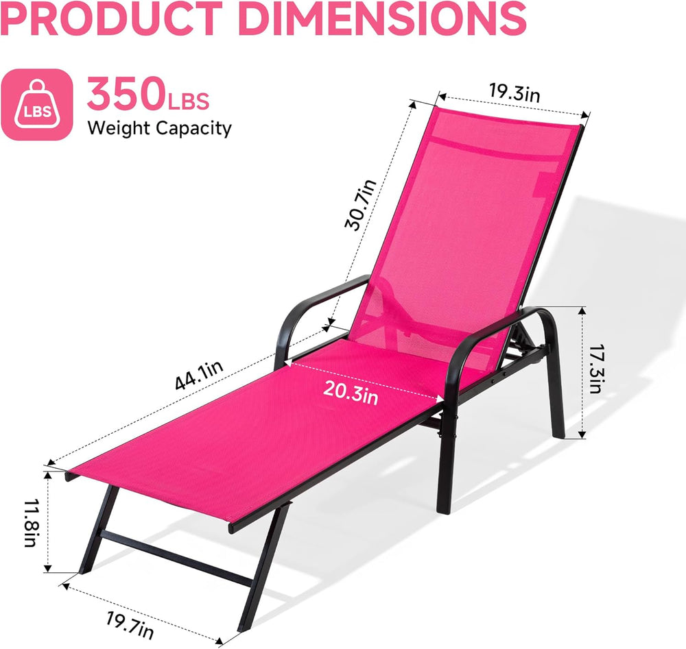 NEWBULIG Outdoor Lounge Chair for Pool,with 5-Position Recliner, 350 lbs Heav...