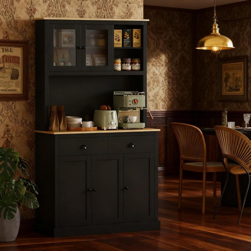 Kitchen Pantry Cabinet Tall Food Pantries w/Drawers&Adjustable Shelves fo...