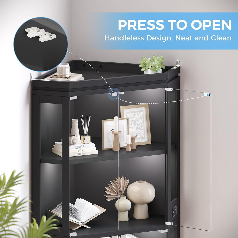Jocoevol Corner Display Cabinet with Glass Doors, 4-Tier Display Cases for Co...