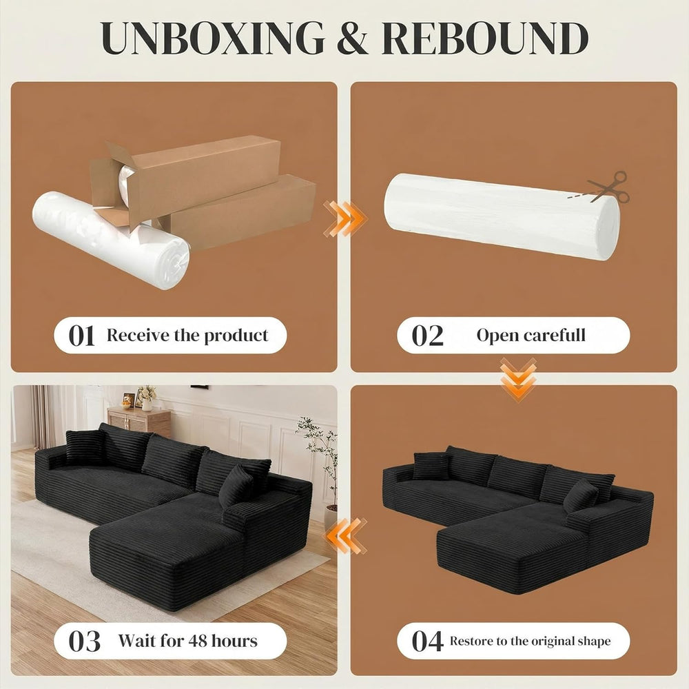 95" L Shaped Cloud Sectional Couches for Living Room, Modern Comfy Modul...