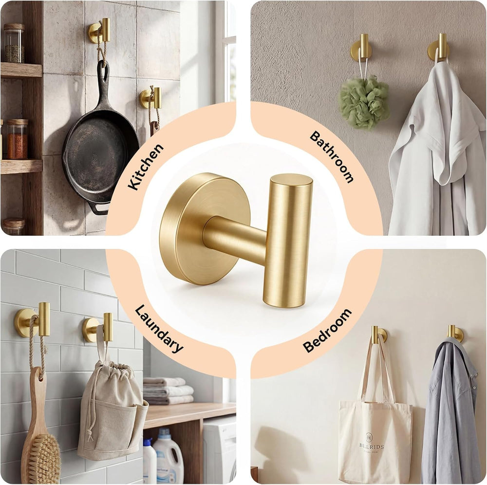 4-Piece Towel Holder Set, Brushed Gold Bathroom Accessories Set, SUS304 Stain...