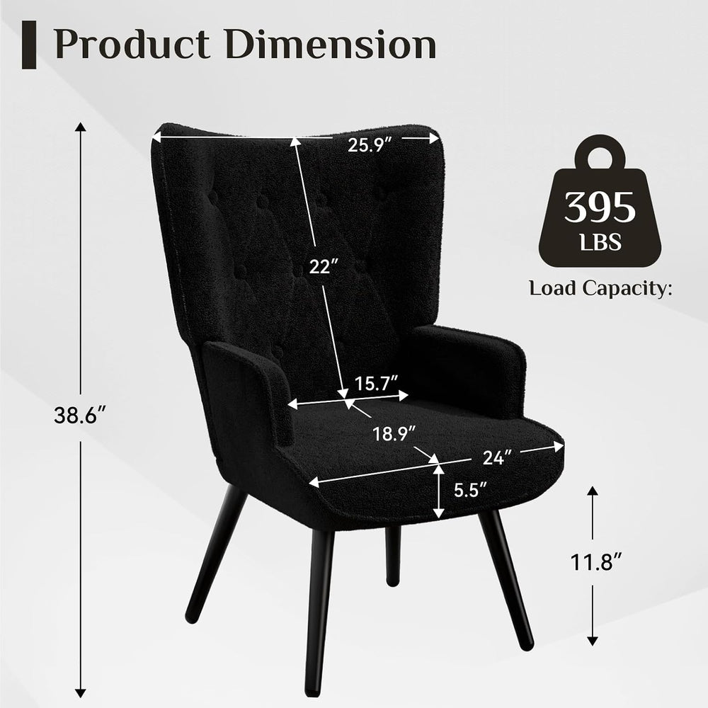 TLSUNNY Accent Chair, Upholstered Teddy Fabric Living Room Chairs | High Back...