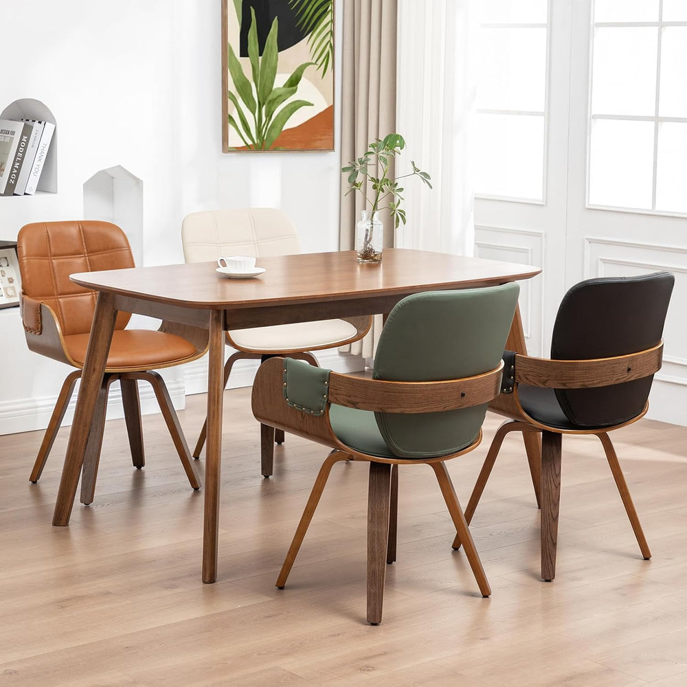 Dining Chairs Set of 2, 360° Swivel Faux Leather Dining Room & Kitchen Ch...
