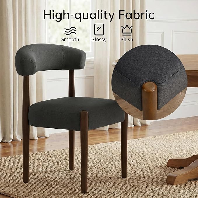 VKNOW Wooden Dining Chairs Set of 2, Modern Upholstered Dining Room Chairs wi...