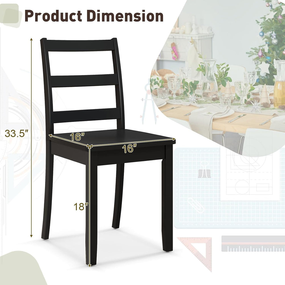 GIANTEX Wood Dining Chairs Set of 4 Black- Wooden Armless Kitchen Chairs with...