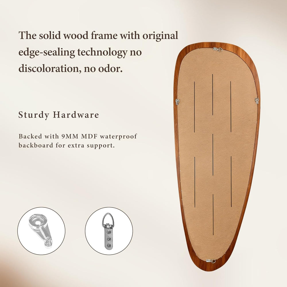 22‘’x48'' Asymmetrical Mirror with Wood Frame, Small Irregular Wall O...