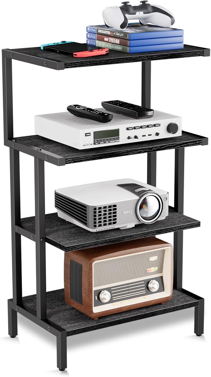 Aquzee Media Stand, Gaming Shelf, 4 Tier Small Electronics Shelves Video Game...