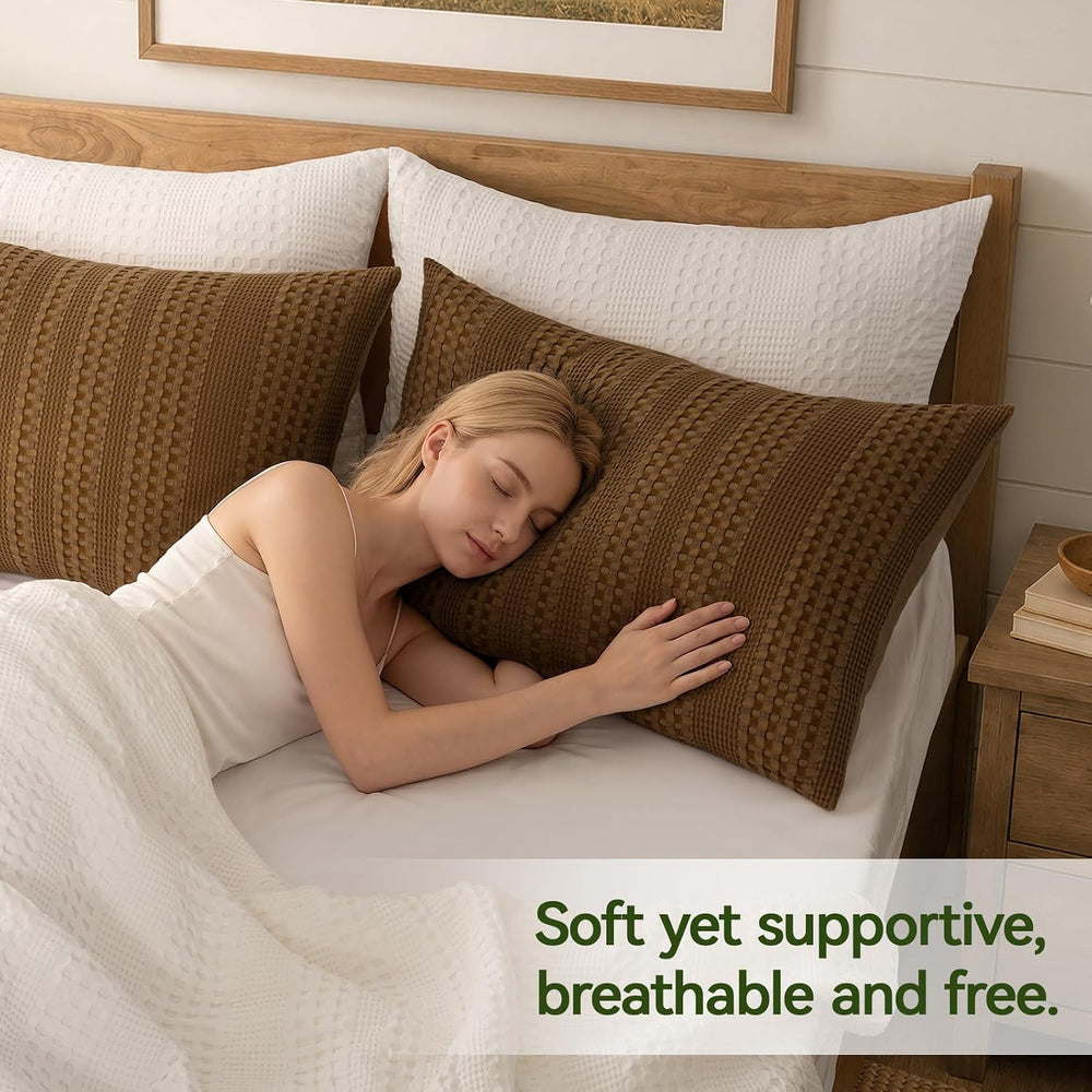 a moment Queen Pillow Shams Bamboo Pillowcases - Waffle Weave, Ultra Soft &am...