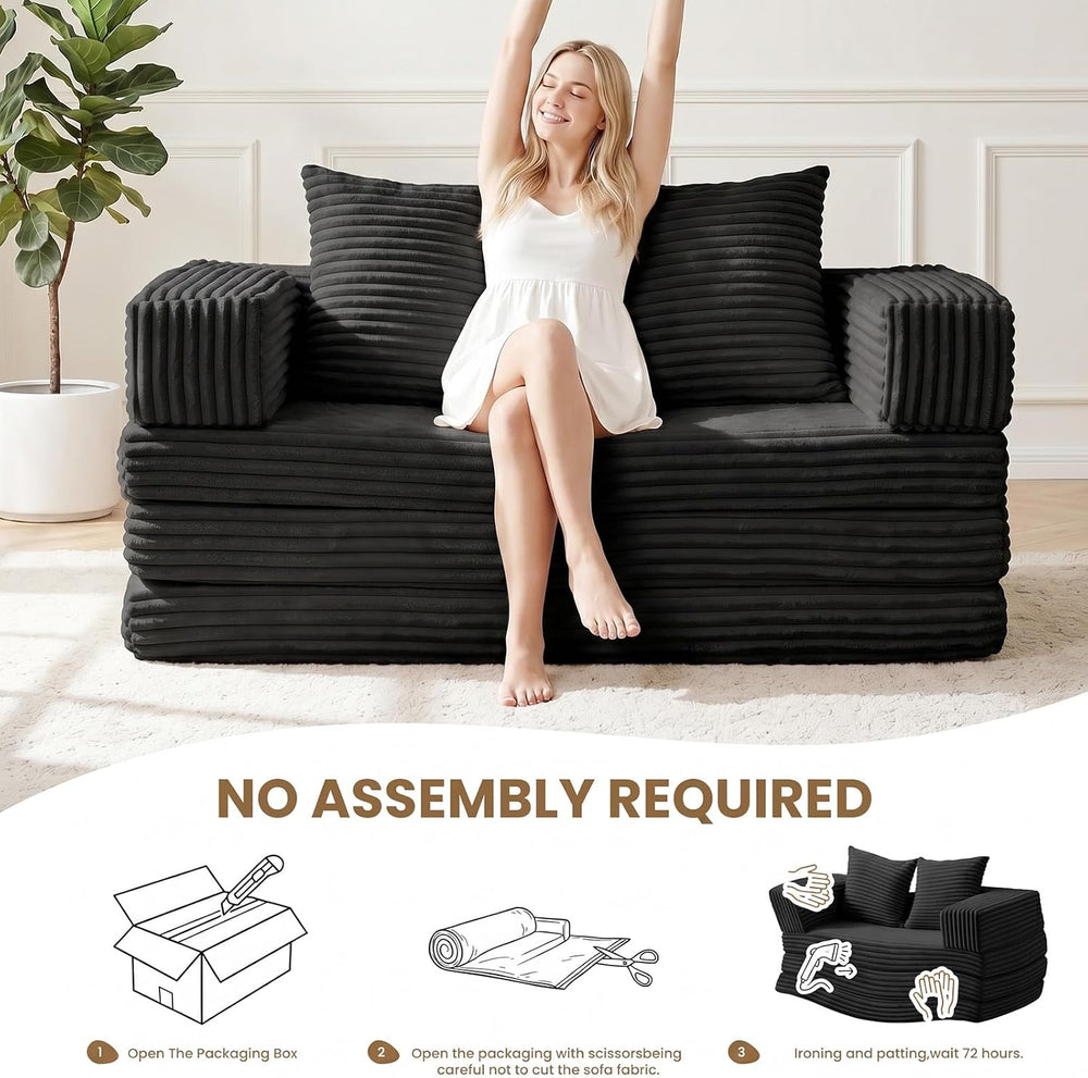 Loveseat Sofa Bed,Small Couch Bed Futon Sleeper Sofa,Convertible Pull Out Cou...