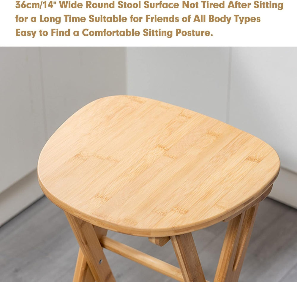 Foldable Stool 24inch Folding Bar Stool Wood Kitchen Stool Without Backrest f...