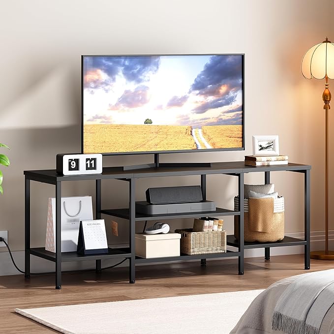 HOOBRO TV Stand with Power Outlets to 65 Inches, TV Console Table with Open S...