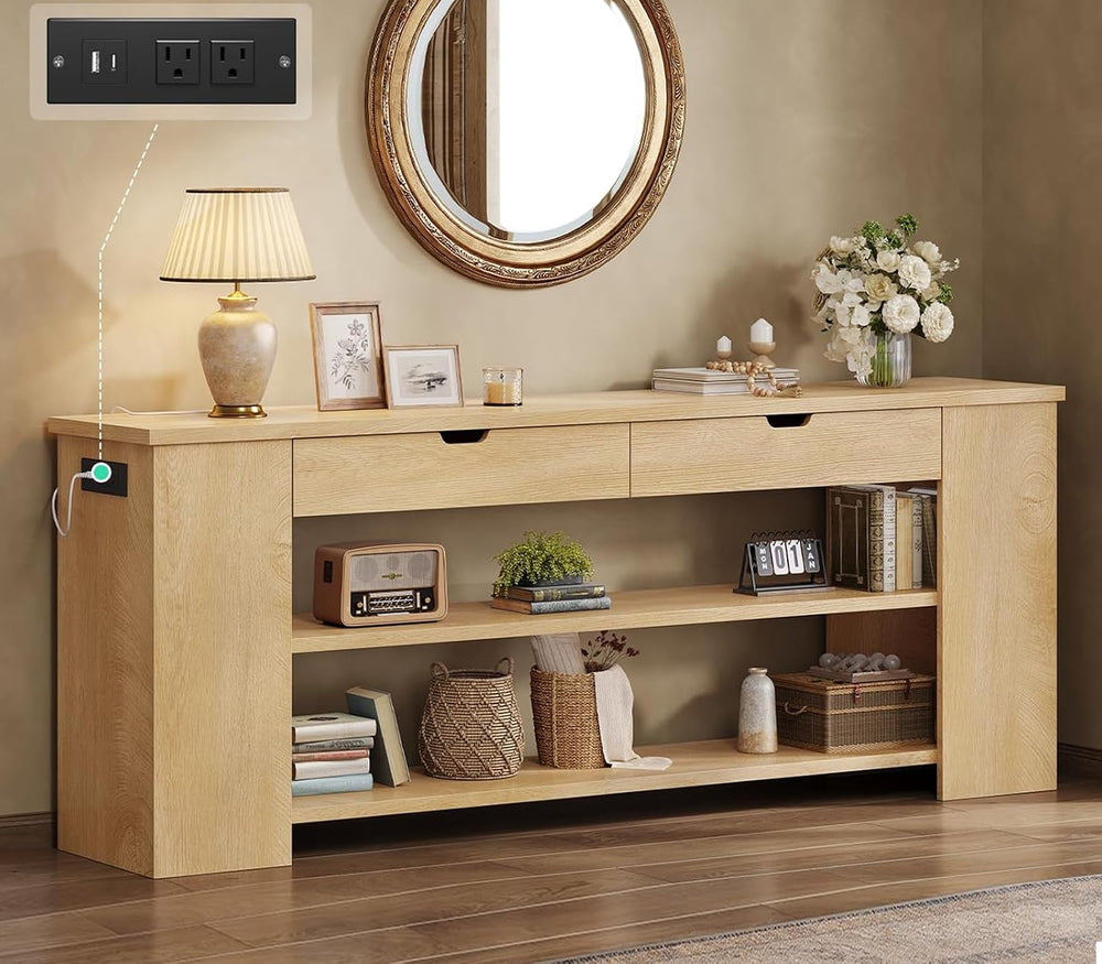 71.8 Inch Extra Long Console Table with Drawers, Farmhouse Long Console Table...