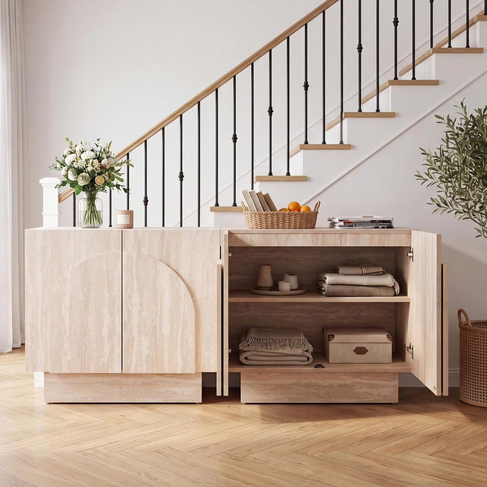 Buffet Cabinet with Storage, 31.5” Modern Sideboard Cabinet with Arched Doors...