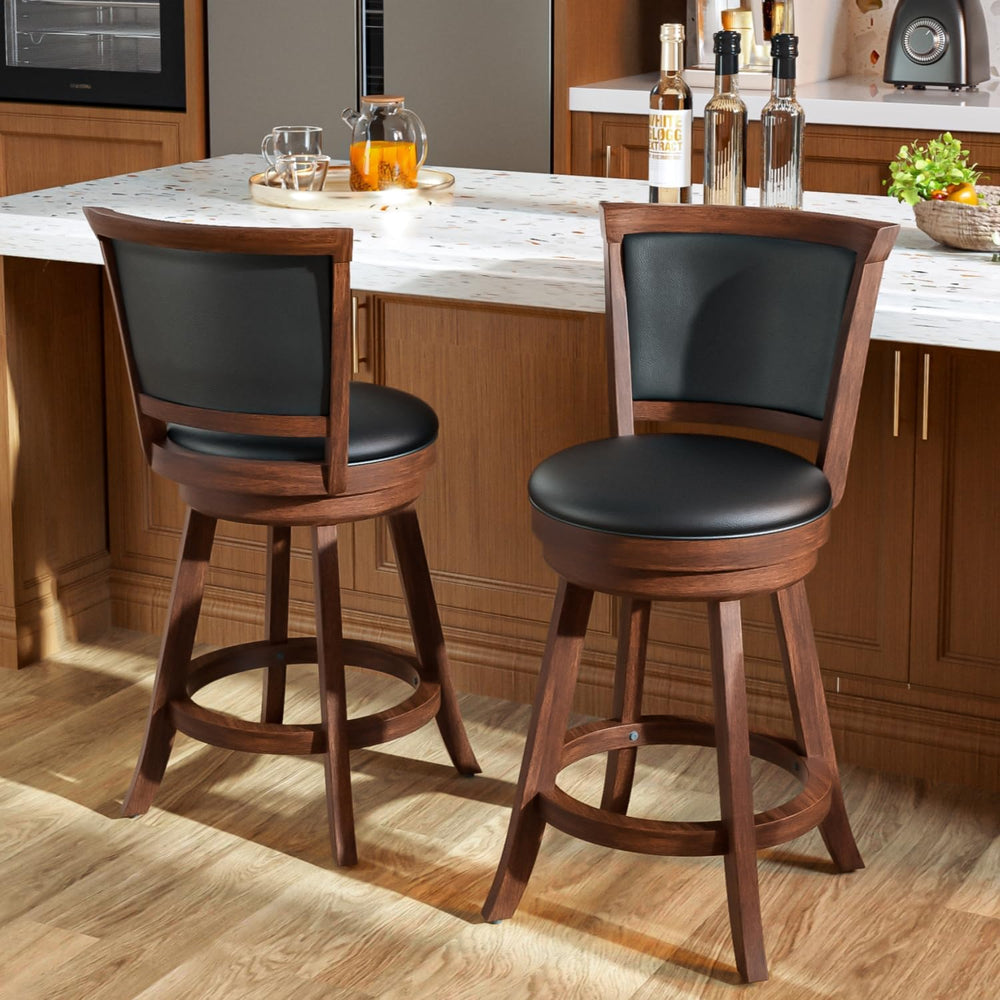 Bar Stools Set of 2, Farmhouse 24" Counter Height Barstools, Brown | Uph...