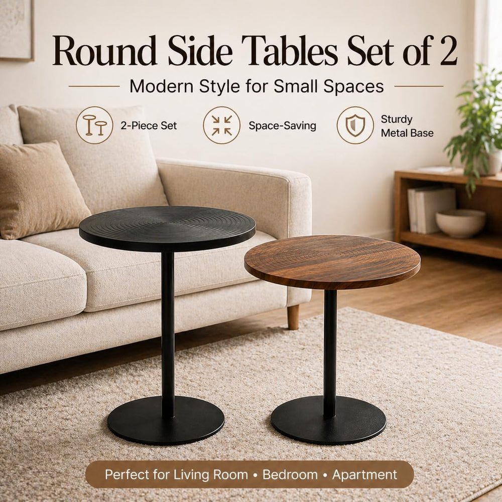 Martini Tables Set of 2, Small Round Drink Tables for Small Spaces, Modern Pe...